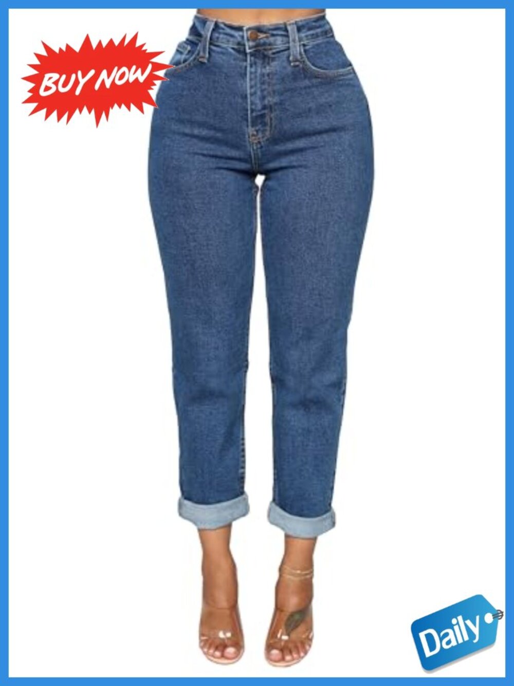 High Rise Ripped Distressed Boyfriend Jeans Stretchy Denim Pants